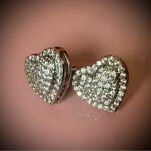 Elegant 925 Sterling Silver Heart Earrings NWOT